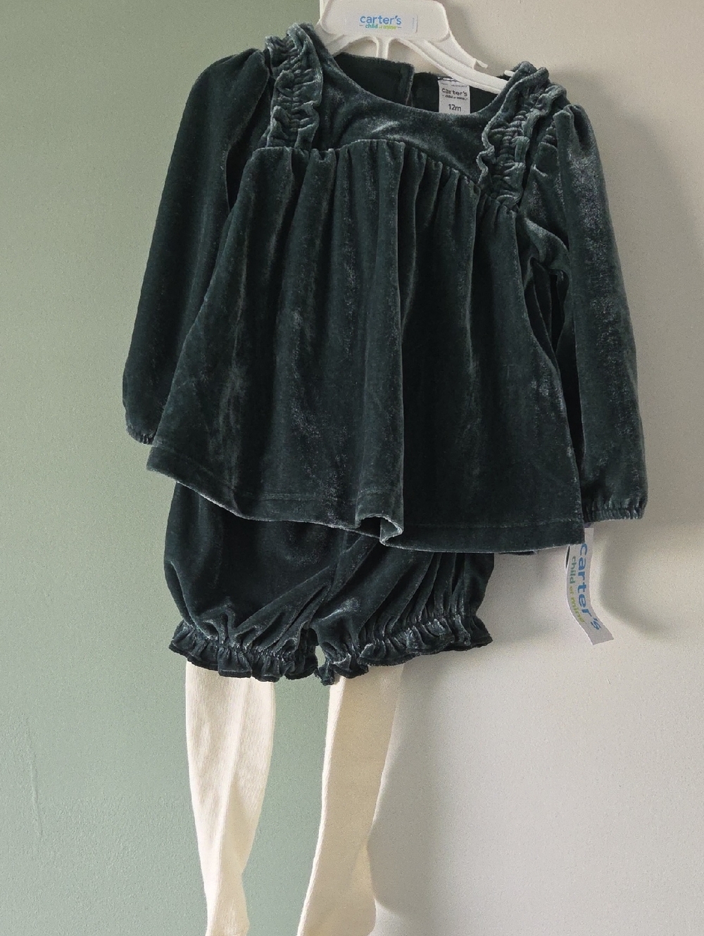 Carter's Deep Green Velvet Bloomer Shorts